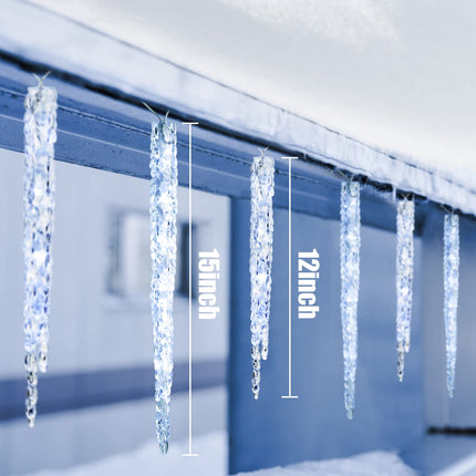 Minetom Icicle Lights Outdoor with Clips, 24.6ft 100 LED 20 Tubes Twinkling Crystal Icicle String Lights, Connectable Waterproof Hanging Icicle Christmas Lights Plug in for Eave Holiday Outdoor