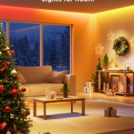 Govee 65.6ft RGBIC LED Strip Lights, Color Changing LED Strips, App Control via Bluetooth, Smart Segmented Control, Multiple Scenes, Enhanced Music Sync LED Lights for Bedroom, Christmas (2 X 32.8ft)