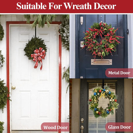 Wreath Hanger for Front Door, Adjustable Wreath Hanger from 15 to 25 Inches Wreath Hanger, 20 lbs Larger Door Wreath Hanger Christmas Fall Wreaths Decorations Hook (Black)