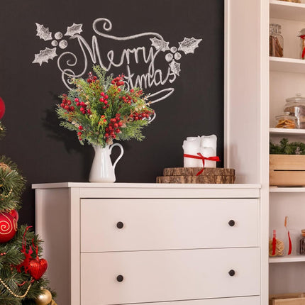 23 Pcs Christmas Artificial Pine Branches with Red Berry Stems, 14" Christmas Tree Branches, Christmas Artificial Flowers for Christmas Tree Wreath Garland DIY Crafts Holiday Home Decoration
