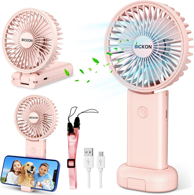 Handheld Fan, Portable Fan With Usb Rechargeable Battery, 3 Adjustable Speed Personal Fan Desk Table Fan With Base, Lightweight