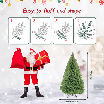 5FT Prelit Christmas Tree,Artificial Christmas Pine Tree with Incandescent Warm White Lights,Christmas Tree Prelits with Durable Stand 450 Branch Tips 150 LED Light for Thanksgiving Christmas Decor