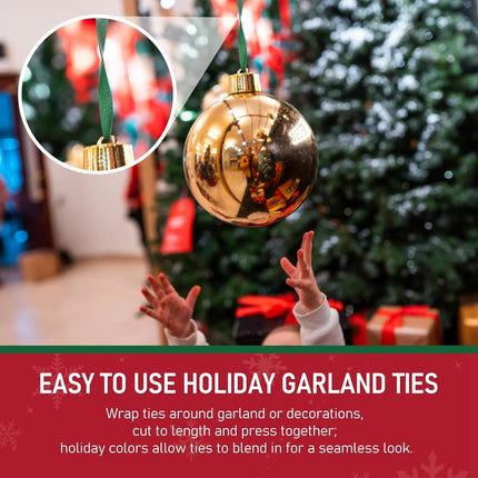 Zhengmy 100ft Christmas Garland Ties Christmas Decorative Holiday Garland Ties Cuttable Cable Straps for Christmas Halloween Party Yard Wall Doorway Outdoor Decoration(Green)