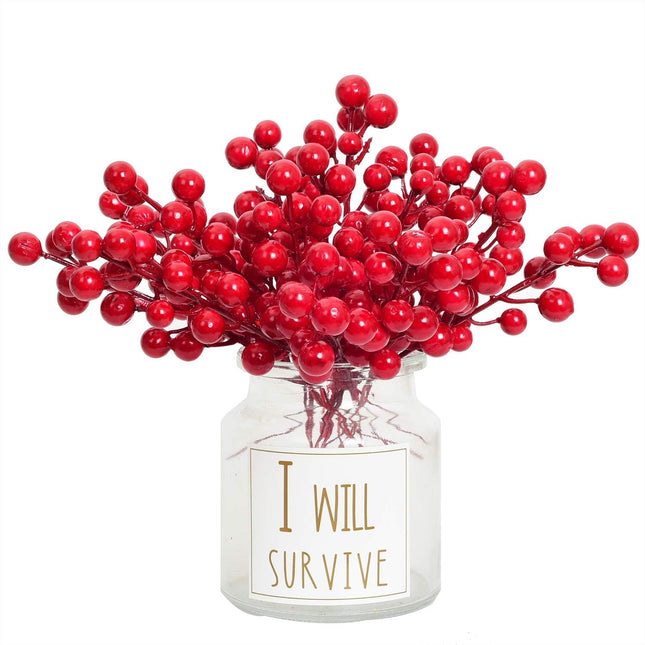 Artiflr 30 Pcs Christmas Red Berries Stems, 8Inch Artificial Christmas Picks for Christmas Tree Ornaments, DIY Xmas Wreath, Crafts, Holiday and Home Decor