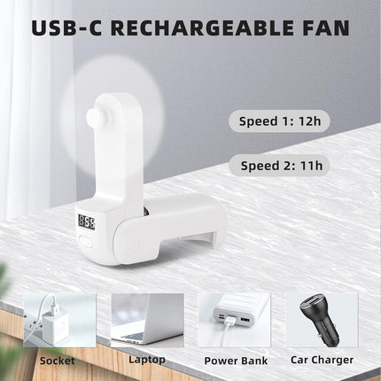 Mini Handheld Fan, Portable Fan 3 In 1 2000Mah, Battery Operated Fan With Led Display As Phone Holder, Hand Fan Usb Rechargeable