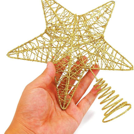 DERAYEE Christmas Tree Star Topper Decoration, Glittered Treetop Christmas Tree Decoration Seasonal Décor