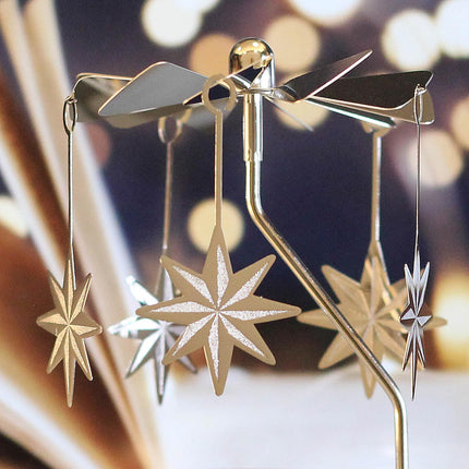 iLajao Candle Carousel Rotary Candle Holder Christmas Carousel Spinning Candleholder Metal Tealight Christmas Decoration Tables Centerpieces Valentine Easter s (Moravian Star)