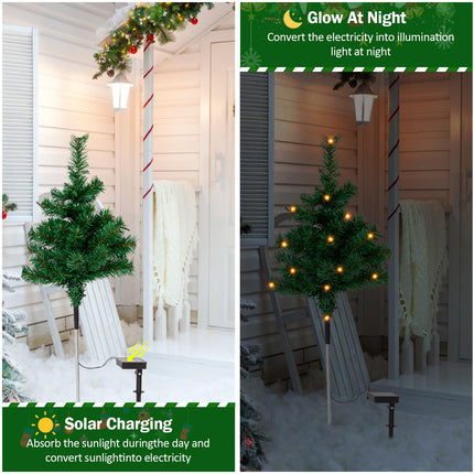 Solar Christmas Tree Garden Stake, Waterproof Christmas Decorative Tree Lights, Outdoor Christmas Tree Lights, Christmas Decorations, Pathway Lights, Patio Lights 31inch (Green, 4pcs)