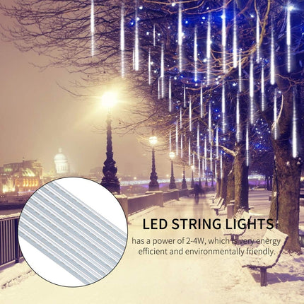 Number-one Meteor Shower Lights, LED Falling Rain Lights 30cm 8 Tube 192 LEDs Falling Raindrop Light, Waterproof Icicle Snow Fall String Lights for Xmas Tree Parties Wedding Garden (White)