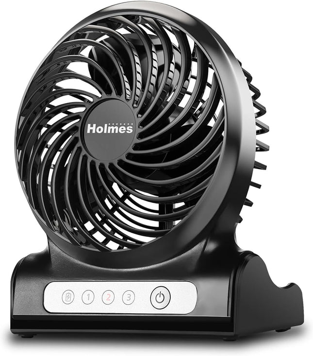 Holmes 4 Personal Fan, Rechargeable Battery, 3 Speed Settings, Lightweight, Compact And Portable, Adjutstable Head, Home