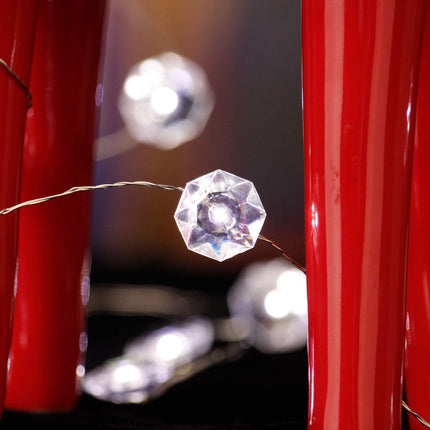 Decorative String Lights, Bling Star Crystal Diamond Shape 10ft 40 LEDs with Remote, Powered by Battery or USB for Bedroom Dorm Dinner Wreathe Propose Wedding Party Date Valentine Day Decorations