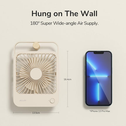 Jisulife Desk Fan Battery Rechargable Fan，4500Mah 180°Foldable Portable Personal Fan, 4 Speeds Adjustable Long BatteryLife