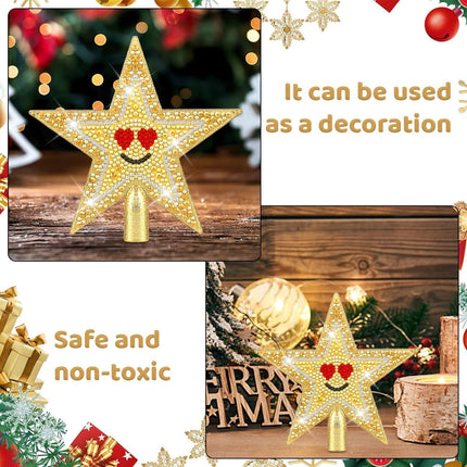 Diamond Art Painting Mini Christmas Tree Topper，Diamond Art Star Topper for Christmas Tree，Christmas Decorative Holiday Bethlehem Star Ornament