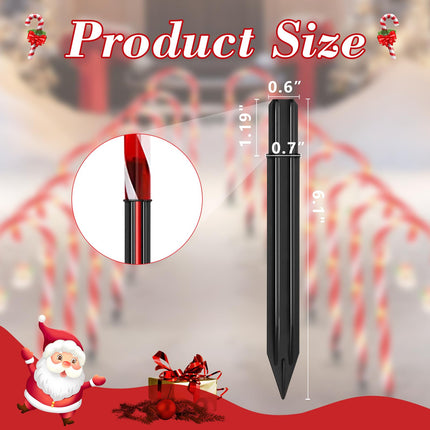 24-Pack Replacement Stakes for Christmas Candy Cane Lights, Plastic Candy Cane Pathway Lights Spike Replacer, Size 0.6 X 6.1 Inches, Plastic Ground Stakes for Candy Cane Lights
