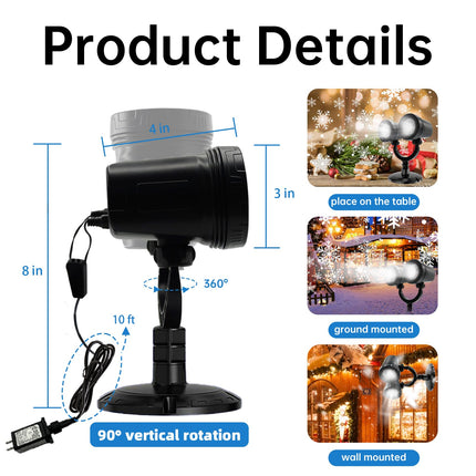 Gen Christmas Projector Lights Outdoor, Snowflake Projector Lights with Double Head, LED Snowfall Show Projector, Waterproof Landscape Decor for Halloween Christmas Party Holiday