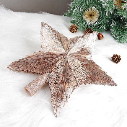 Luxury Christmas Tree Star Topper Handmade Xmas Tree Decorations Unique Christmas Topper Decoration Ornament for Christmas Party (Rose)