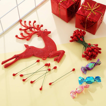 Patelai 800 Pieces Artificial Holly Berries Craft Berry Stems for Christmas Wedding Home Ornaments (Red)