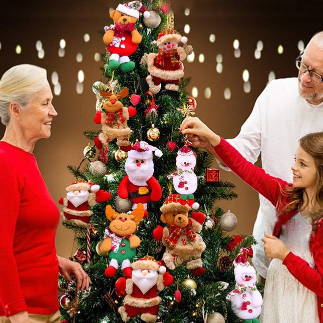 Plush Felt Christmas Ornaments 8 Pcs for Christmas Tree Ornament Set 7 Inch Santa Snowman Reindeer Bear Decorative Hanging Decor DIYs for Trees Wreath s Mantel Indoor Room Xmas Party Home Decor