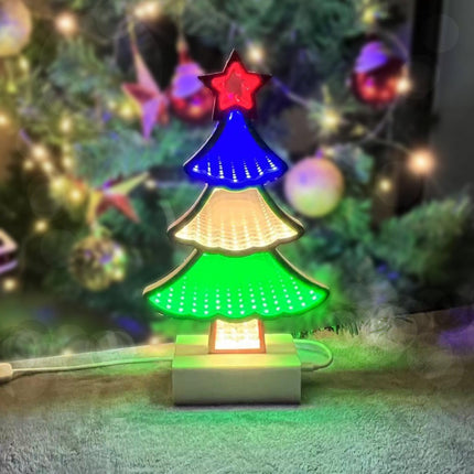 Table Top Christmas Tree,Infinity Christmas 3D Tree Decor, USB Or Battery Operated Small Christmas Light Up Tree Decor for Christmas Decoration
