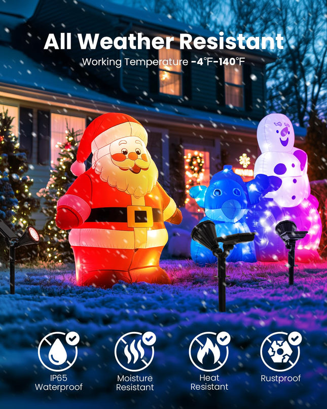 Color Changing Solar Spot Lights Outdoor Halloween Lights Multicolor, IP67 Waterproof Christmas Decorations Landscape Spotlights for Tree, House, Yard, Garden-2 Pack