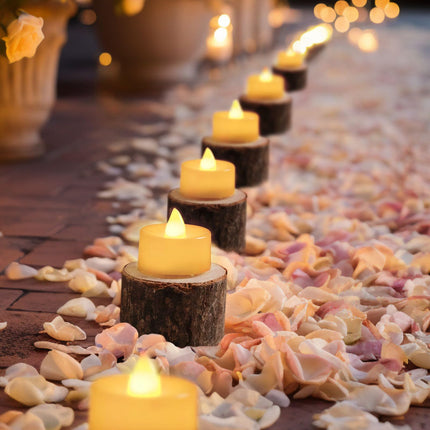 BEICHI 24 PCS Flameless TeaLights Candles with Timer, 6 Hours On and 18 Hours Off in 24 Hours Cycle Automatically, Battery Operated LED Tea Lights Flickering Votive Candles Timer Warm Yellow Light