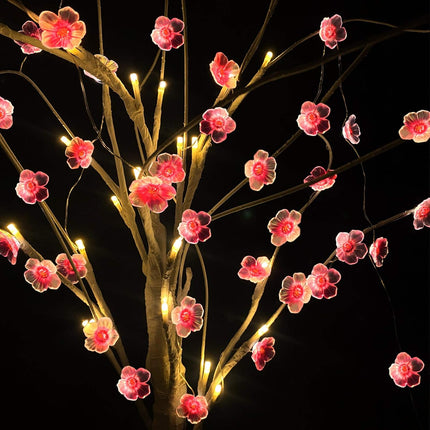 Pink Cherry Blossom Flower String Lights 40 LED 13FT Sakura Decorative Lights Battery Operated Light with Remote, Christmas Novelty Fairy Light for Girl Bedroom, Party, Garden