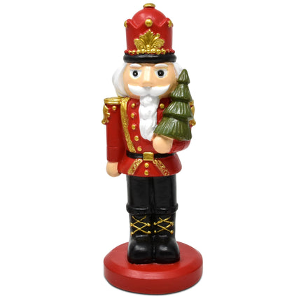 Christmas Nutcrackers Figurines Table Top Decor Set of 3 Resin Nutcracker Soldier Figurine Xmas Tabletop Decoration for Indoor Home Shelf Fireplace Mantle Kitchen Living Room Holiday Party Supplies