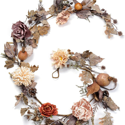 Artgar 6 FT Fall Garland - Fall Leaf Garland, Magnolia Pomegranate Garland with Pine Cones for Fall Harvest Thanksgiving Farmhouse Decorations, Dining Table Mantle Fireplace Porch Indoor Outdoor Decor