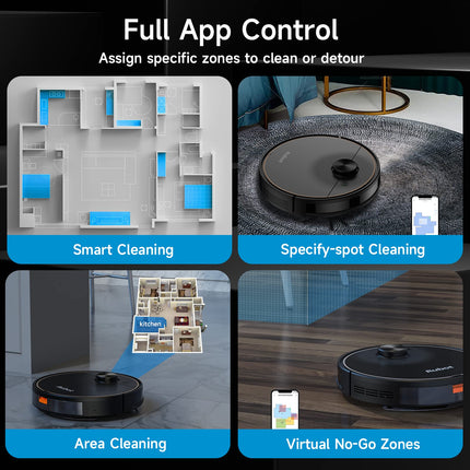 Rubot Robot Vacuum And Mop Combo, Robot Vacuum Cleaner 4500Pa Strong Suction 2In1 With Lidar Navigation 200Min Runtime, Multifloor Mapping, Nogo Zone, Compatible Alexa Voice, For Carpet Hard Floor