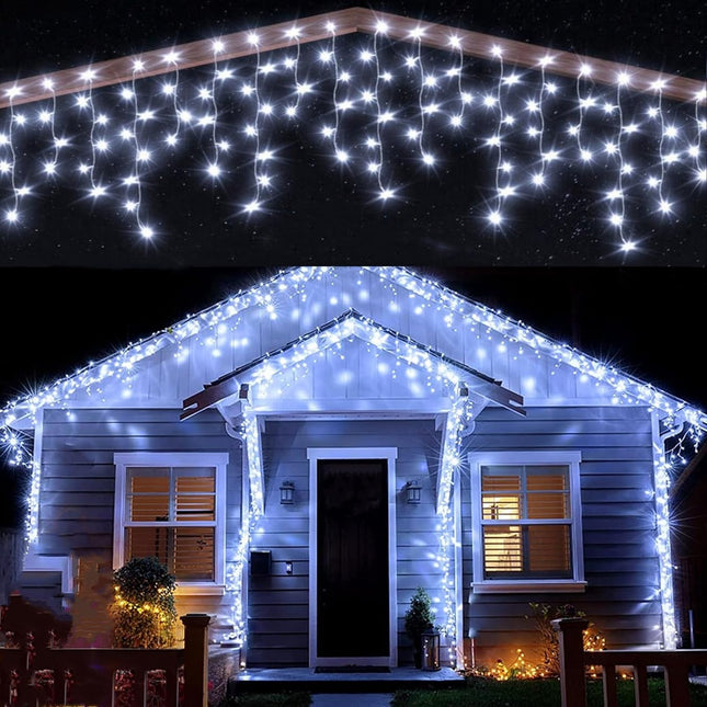 LED Icicle Lights Outdoor 32.8FT, Cool White 400 LED Christmas Indoor Decorations String Lights with Timer Remote, Plug in Waterproof 8 Modes Twinkling Fairy Lights for Xmas, Thanksgiving, Party, Yard