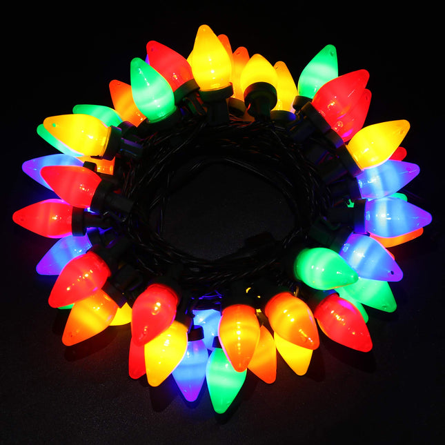 C7 Bulbs Classic Christmas Lights - 50 LED 31ft Strawberry String Light - Extendable 8 Modes Funtion with Timer Fairy Lighting for Outdoor, Indoor, Party, Home, Tree Decorations