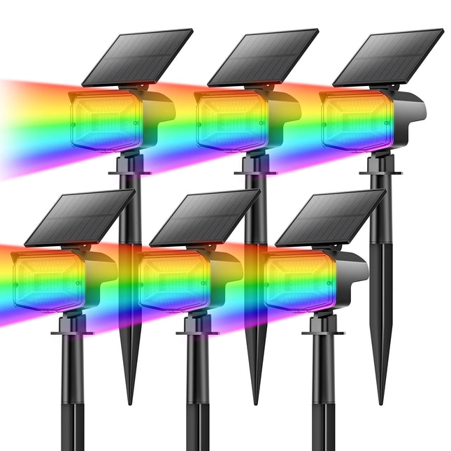 Solar Spot Lights Outdoor Color Changing, [9 Modes/85 LEDs] Solar Christmas Lights, Waterproof RGB Multicolor Solar Landscape Spotlights for Yard, Tree, Garden, Pathway Decoration (6 Pack)