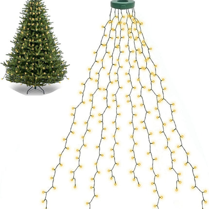 BOLWEO Christmas Tree Lights, 280LED Christmas Lights for Tree 8 Modesfor 6ft-7ft Christmas Tree, UL Certified Indoor Outdoor Christmas Decorations 8 6.6ft Drops Warm White