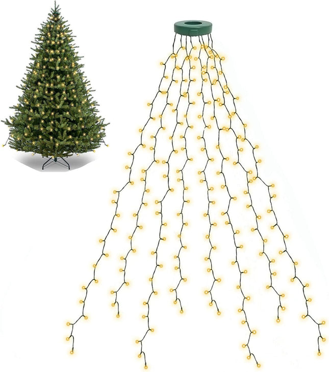 BOLWEO Christmas Tree Lights, 280LED Christmas Lights for Tree 8 Modesfor 6ft-7ft Christmas Tree, UL Certified Indoor Outdoor Christmas Decorations 8 6.6ft Drops Warm White