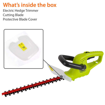Corded Electric Handheld Hedge Trimmer - 4 Amp Electrical High Powered Hand Garden Trimmer Tool w/ 18 Inch Blade, 10 Ft Long Cord - Trims Bush, Shrub, Grass, Small Tree Branch - SereneLife PSLHTRIM52