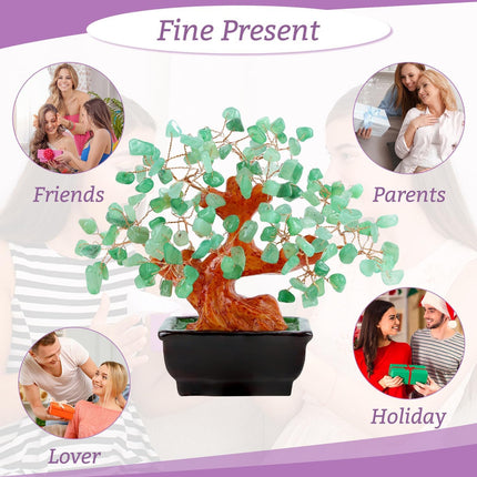 Natural Green Aventurine Money Tree for Office Desk Home Room Decor Positive Meditation Spiritual Energy Crystals Bonsai Trees Feng Shui Wealth and Luck Birthday s for Women