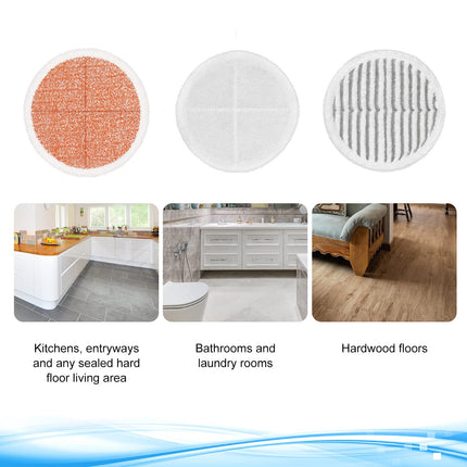 Uniqus 6 Pack Mop Pads Compatible With Bissell Spinwave Mops 2124 2039 2037 2039A Series Steam Mop Pads For Bissell Spinwave Hard Floor Cleaning Kits 2 Soft Pads, 2 Scrubby And 2 Heavy Scrub Pads