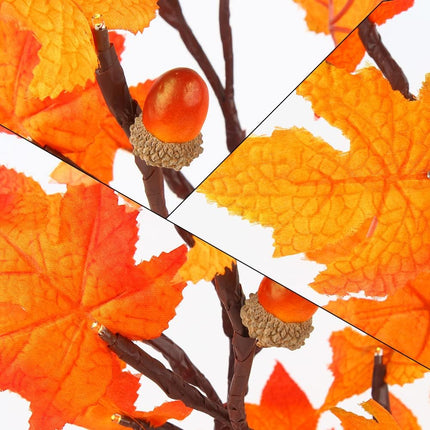 STEFORD 22 Inches Artificial Fall Lighted Maple Tree with 24 LED Lights Battery Operated Autumn Tabletop Light Up Maple Leaf Tree for Thanksgiving Autumn Harvest Indoor Home Decorations