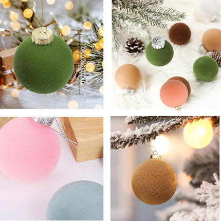 Velvet Christmas Ornaments,Velvet Ornaments for Christmas Tree, Wreath & Party Decorations,with Hanging Loop (Velvet 001, 12pcs)
