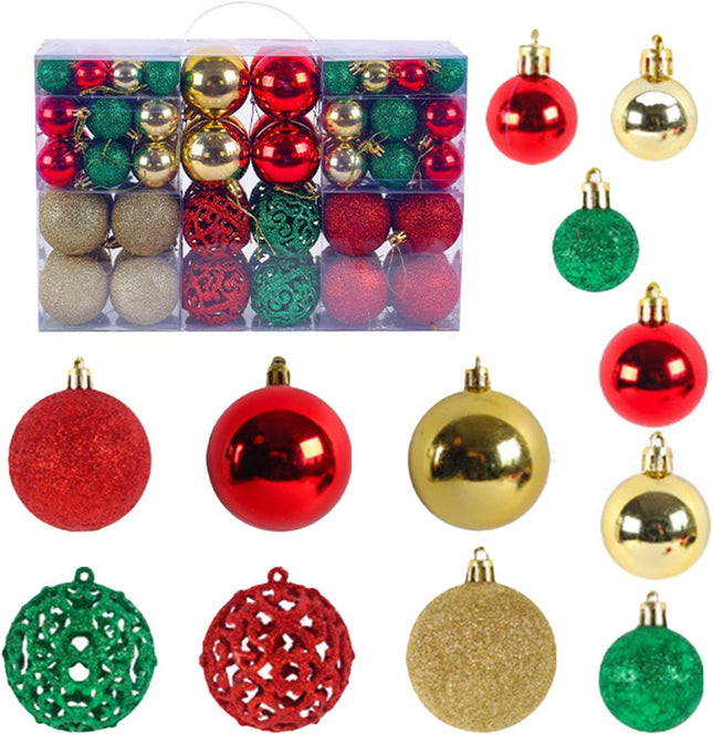 100 Pcs Christmas Ball Ornament Set, Red Green and Gold Shatterproof Christmas Decorations Set Hanging Plastic Xmas Balls for Home, Holiday, Wedding, Xmas Hanging Decortions