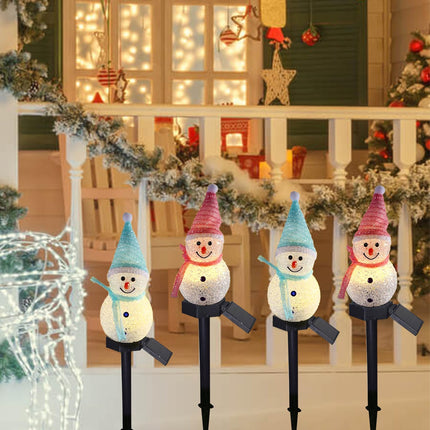 2 Pack Solar Snowman Christmas Lights, Outdoor Snowman Lights with Stake Solar Landscape Pathway Christmas Lights Outdoor Christmas Decorative Lights for Garden Yard Patio Porch Decor