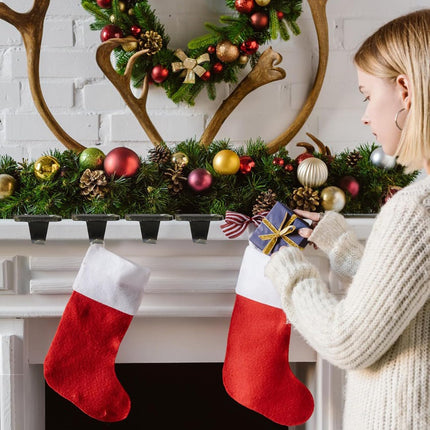 HMASYO Christmas Stocking Holders for Mantle Set of 4, Heavy Duty Metal Stocking Hangers Base, Multi-Use Stocking Hooks for Fireplace Mantel Tables Christmas Home Xmas Party Decoration