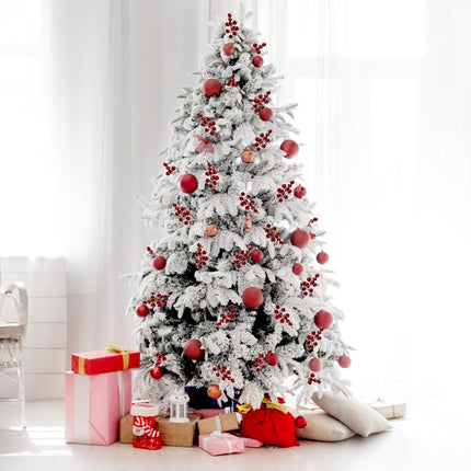 HOHOTIME Christmas Holly Berry Stem Ornaments, 8 Large Branches/32 Small Branches Artificial Berry Stem, Removable Artificial Glitter Berry Stem Ornaments, Home Decorative for Christmas Tree Wreath