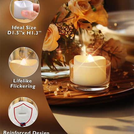 Homemory 72-Pack Novelty Flickering Flameless Tea Lights Candles, 200+Hours Battery Operated, Fake Electric LED Votive Candles, Small Wedding Candles for Table Centerpieces,Proposal,Anniversary