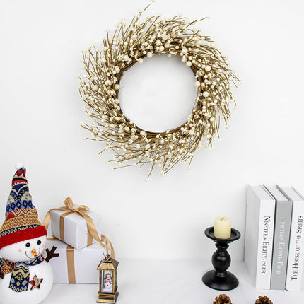 20 Inches White Door Wreath Winter Wreaths for Front Door White Berry Wreath for Farmhouse Indoors Outside Kitchen Wall Porch Christmas Winter