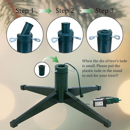 Rotating Christmas Tree Stand, Adjustable Tree Stands with Remote Control, Music, Adapter, Artificial Christmas Tree Stand for Up to 10 FT 80 LB Tree