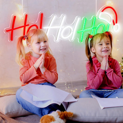 Hoho Christmas Neon Sign Large LED Light Christmas Signs Merry Christmas Neon Light Merry Christmas Light up Sign for Window Hoho Neon Christmas Decorations for Christmas Party Bedroom