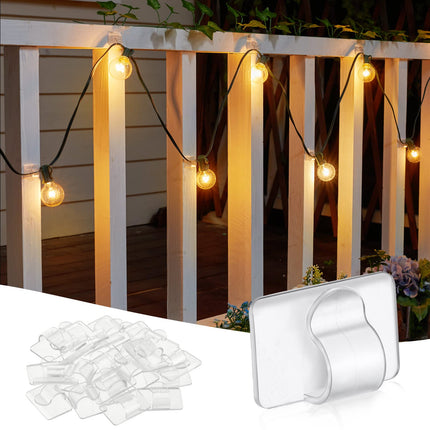 Brightown Clear Light Clips - Strongly Sticky with 50-Clips, 60-Stickers Christmas Light Clips, UV-Resistant Material, Decorate Damage- Cable Clips for Indoor Outdoor String Lights