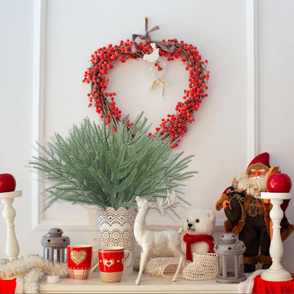 20 PCS Christmas Norfolk Pine Picks, 17'' Artificial Norfolk Pine Branches, Artificial Pine Sprigs for DIY Garland Crafts Christmas Embellishing and Home Garden Decoration