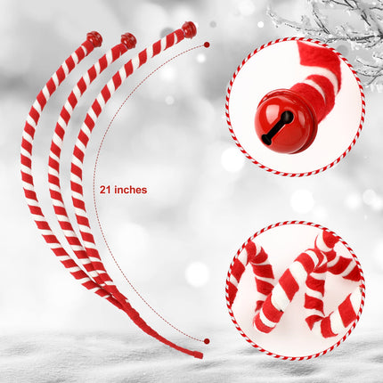 12 Pcs Christmas Tree Decoration Candy Cane Woolen Bells Curly Pick Christmas Ornaments Candy Shape Christmas Tree Picks Candy Christmas Tree Topper for Garland Party Decor (Red, White)
